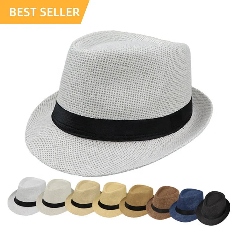 Wholesale Custom Logo Cheap Jazz Short Brim Trilby Paper Sun Protection Sombrero Fadora Fedora Panama Straw Hats