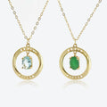 FUAMAY Collares Para Mujer 925 Sterling Silver Circle Pendant Necklaces Green Aquamarine Necklace