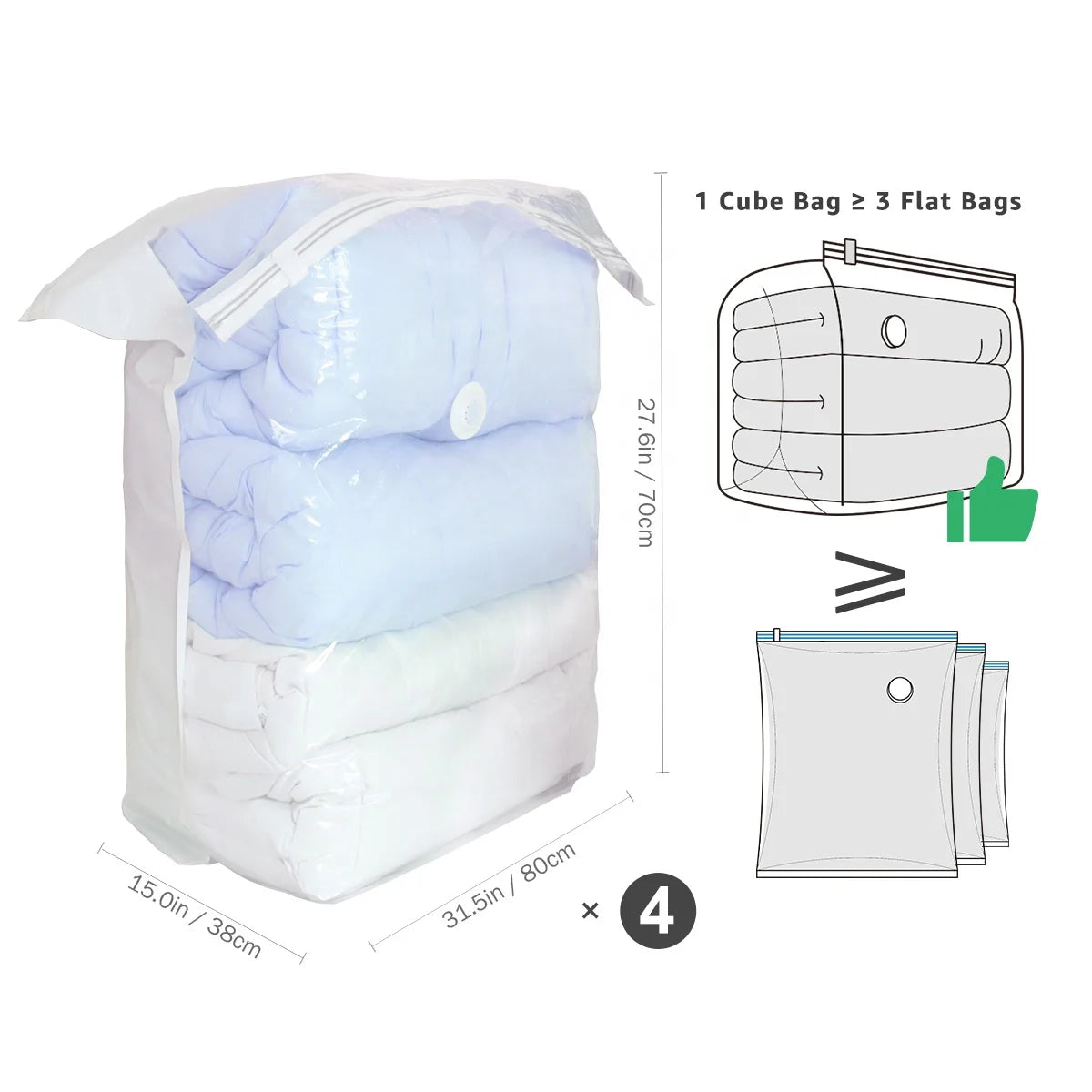 Environmentally Friendly Smart Airtight Custom Compressed Travel Space Saving Jumbo Vacuum Storage Bag Closet Organizer