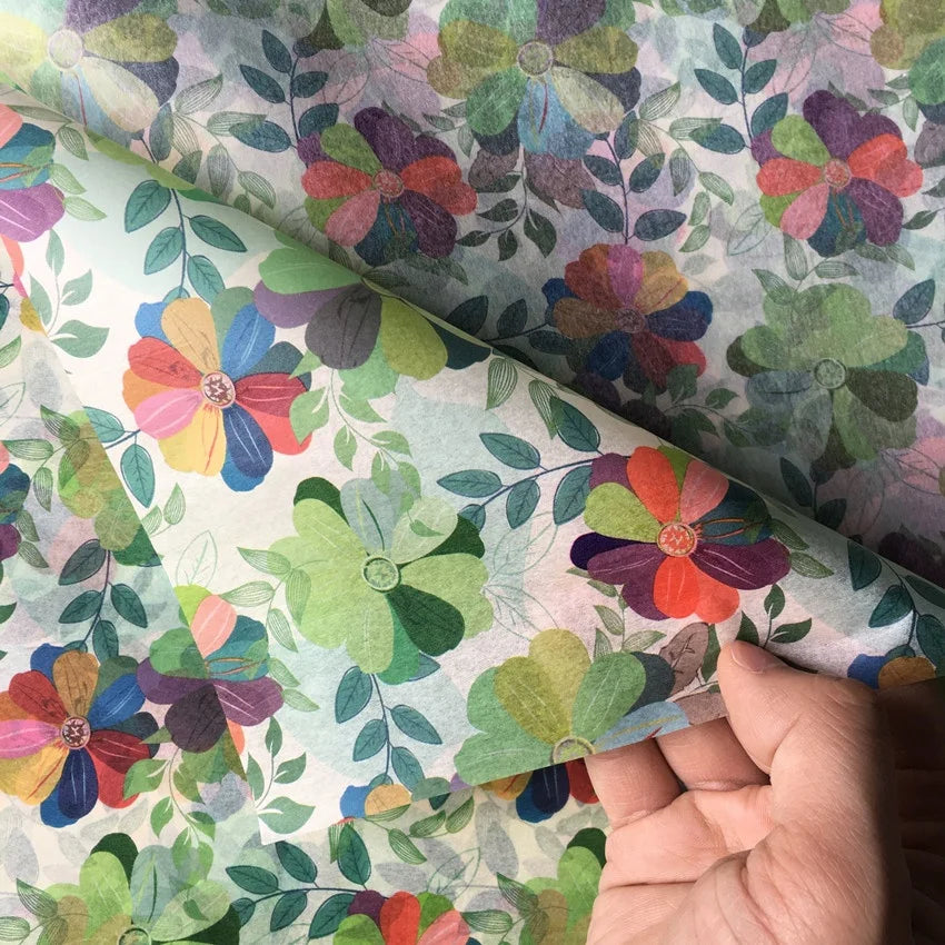 Flowers Theme Floral Pattern CMYK Colorful Printing Colorful Silk Paper for Gift Wrapping Wholesale Paper & Paperboards