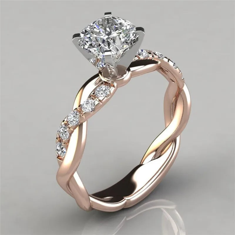 New Arrival Gold Silver Rose Gold Wedding Rings for Women Fashion Jewelry Luxury Zircon Engagement Ring