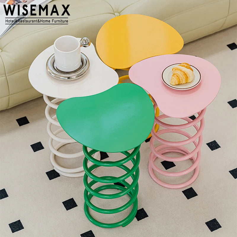 WISEMAX FURNITURE Modern Creative Design Home Furniture Sofa Side Table Round Metal Small Coffee Side Table for Living Room