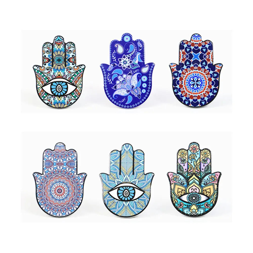 Chenyi Natural Hamsa Hand Engraved Ceramic Coaster Classic Eco-Friendly Home & Gift Decoration