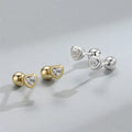 SP Minimalist Design Diamond Heart Shape Stud 925 Sterling Silver Earring