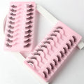 Half Lashes Natural Look False Eyelashes with Clear Band 10Pairs Short Wispy Strip Cat Eye Lashes Cluster DIY 3D Volume Lashes