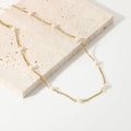 New Arrival 18K Gold Plated Pearl Charms Necklace Stainless Steel Link Chain Small Pearl Necklace