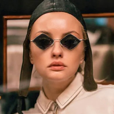 Retro Style Diamond Sunglasses Square Sunglasses Trendy Personality Irregular Metal Sunglasses