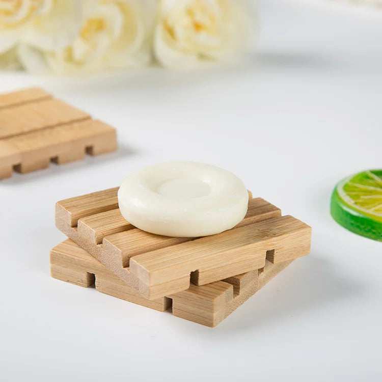 Zero Waste Eco-Friendly Bamboo Wooden Soap Saver Dish Holder Self-Draining Tray Case Box Organizer for Bathroom Household