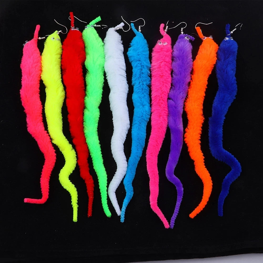 Dangle Earrings Worm Acrylic Long Drop Earrings Party Jewelry Multicolor Spoof Hyperbole Insect Resin Strip Long Wool Women's FS