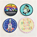 Wholesale Sew on Iron on Merrow Border Heat Cut Border Cute Design Letter Logo Custom Embroidery Patches for Clothing