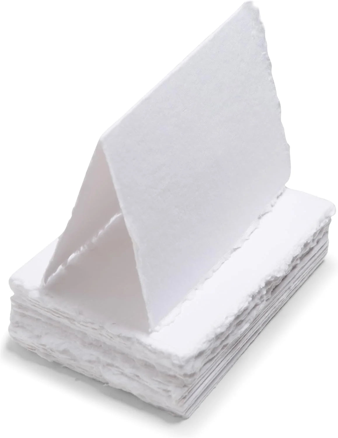 Wholesale Blank Handmade Deckle Edge Tent Cards Folded 300 GSM Textured Cotton Paper for Name Place CardsTable Settings Gift Tag