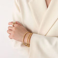 Women Hight Quality Round Simple Bangle Gold Plated Stainless Bracelet Men Bracelets & Bangles