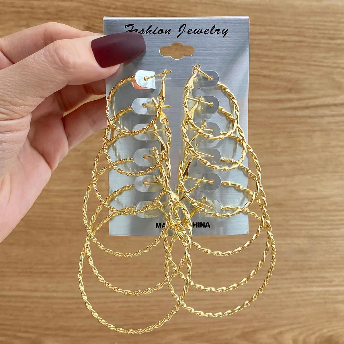VKME Fashion Gold Big Hoop Earrings Set for Women Jewelry