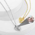 Design Solid Copper Women's Gold Plated Link Chain Heart-shaped Pendant Necklace with Customized Photo for Party Wholesale