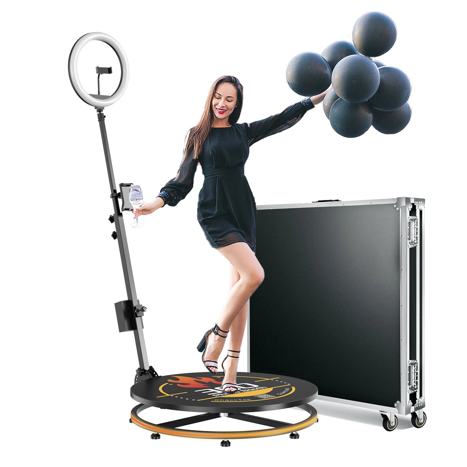 Chacktok US Warehouse Delivery 360 Photo Booth Rotating Selfie Machine Slow Motion Portable 360 Degree Photobooth