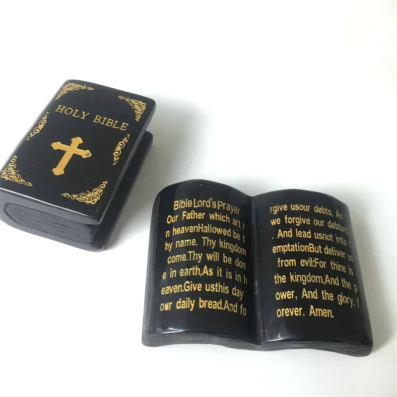 Customize Natural Gemstone Carving Holy Bible Han  Healing Quartz Crystal Holy Bible Obsidian Bible for Religious
