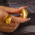 New Fashionable 18k Pvd Gold Plated High Polish Surface Stainless Steel Opening Ring