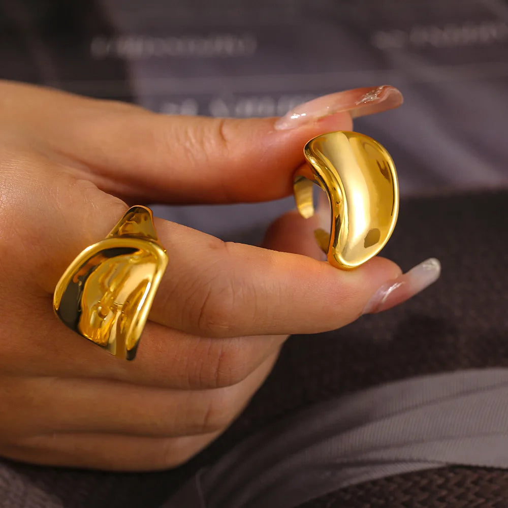 New Fashionable 18k Pvd Gold Plated High Polish Surface Stainless Steel Opening Ring
