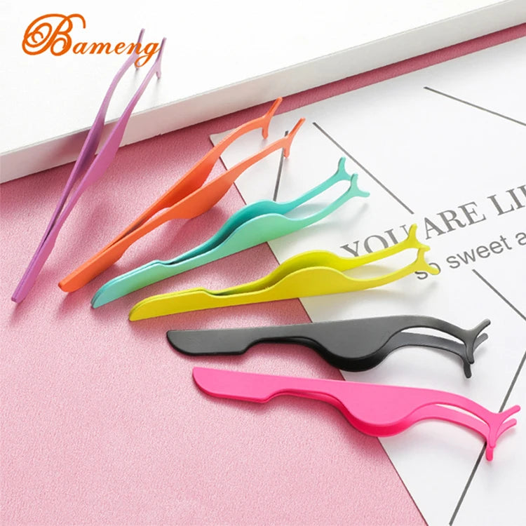 2021 New Trend Custom logo Stainless Steel Magnetic False Eyelash Applicator Extension Eyelash Tweezers