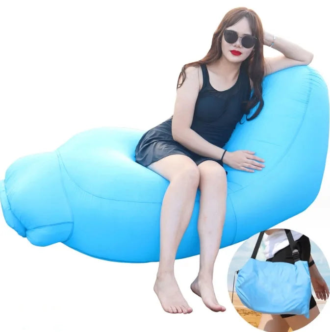 Hot Sell Can Customized Inflatable Couch Air Sofa Portable Inflatable Chair with Camping Compression Sacks Beach Chair