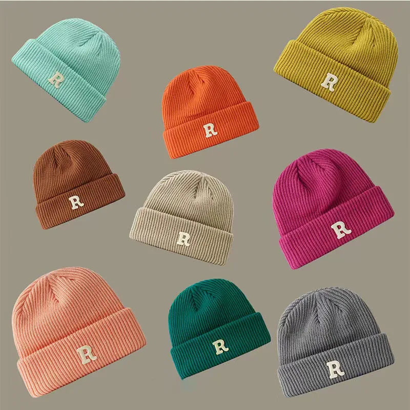 New Design Winter Knitted Hats Beanies Custom Knitted Hat  With Logo Flat Embroidery
