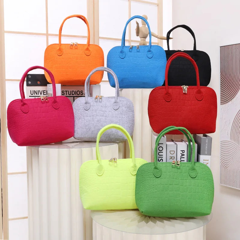 MU Shell Shape Felt Bag Grocery Lucky Ziplock Bag Handbag Cute Offical Mommy Reusable Shopping Gift Felt Tote Bag