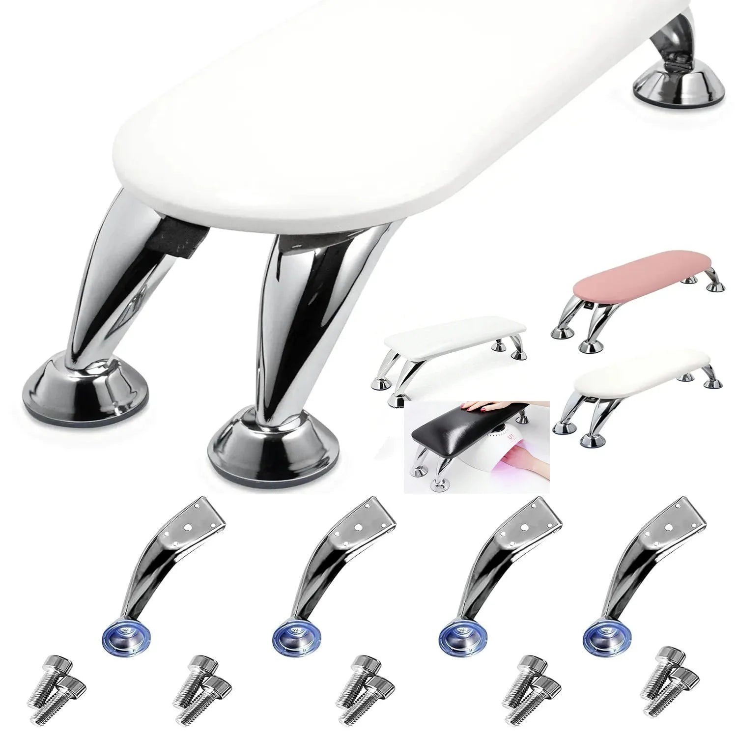 FX-NT65 Professional Luxury Nail Care Manicure Table PU Leather Hand Rests Holder Metal Legs Portable Beauty Stations for Finger