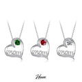 HOVANCI Mother's Day Heart With Cubic Zirconia Crystal Pendant Necklace I Love You Mom Letter Necklace