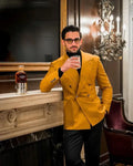 Double Breasted Mens Coat Suits 2 Pieces Peaked Lapel Groom Best Man Jacket Party Prom Wedding Blazer Tuxedos Custom Made