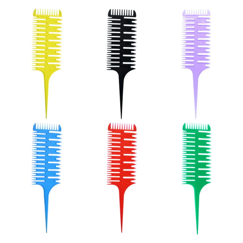 Fishbone Laser Hair Highlights Three Sides Art Lice Comb Hair Coloring Brush Plastic Transparent Salon Hairdressing Tools