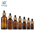 10ml 30ml 100ml Wholesale Glass Bottles Bamboo Covers for Face Cream Eye Drops Essential Oil Mascara Screen Printed Dropper