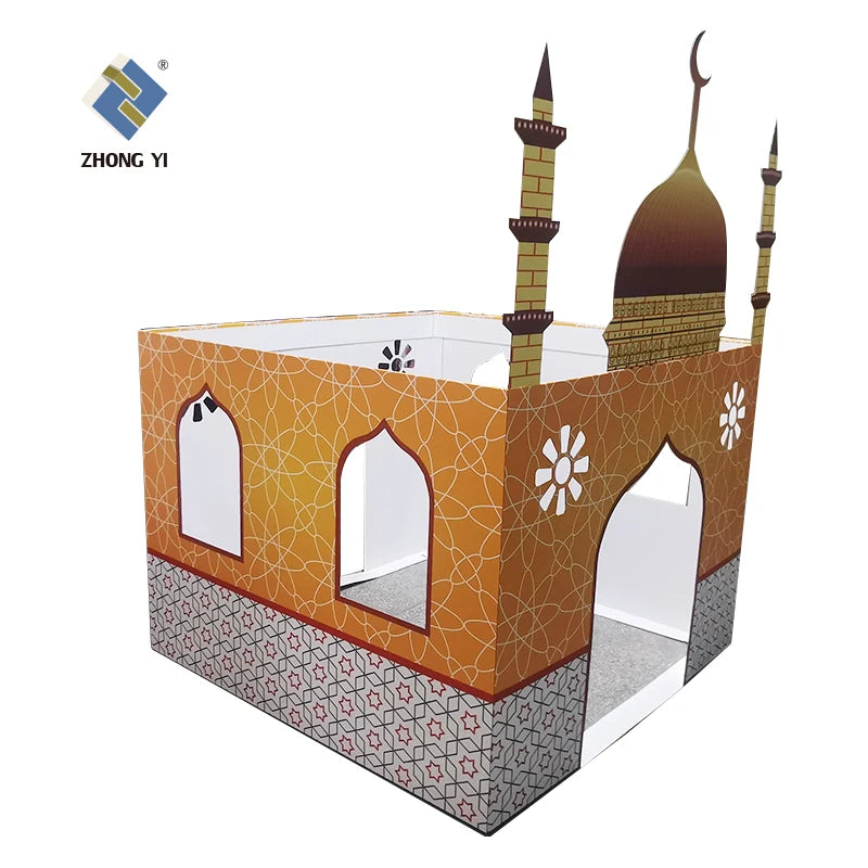 Custom Logo Printed Recyclable Cardboard Mosque Playhouse Portable Offset Paper Masjid with Offset Printing