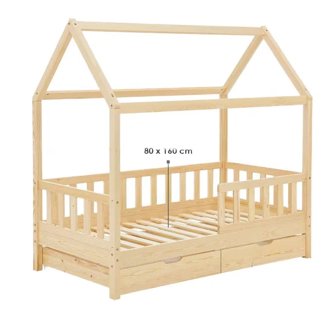 Modern Eco-Friendly Century Art Princess Castle Double Children's Bed Solid Wood Microfiber Upholstery Bedroom Living Room