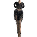 Singer Stage Black Jumpsuit Women Sexy Mesh Tassel Sequin Bodysuit Dancer Stretch Skinny Nude Rompers