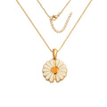 18K Gold Plated Stainless Steel Enamel Sunflower Daisy Locket Necklace Women Personalized Name Pendant Romantic Anniversary Gift