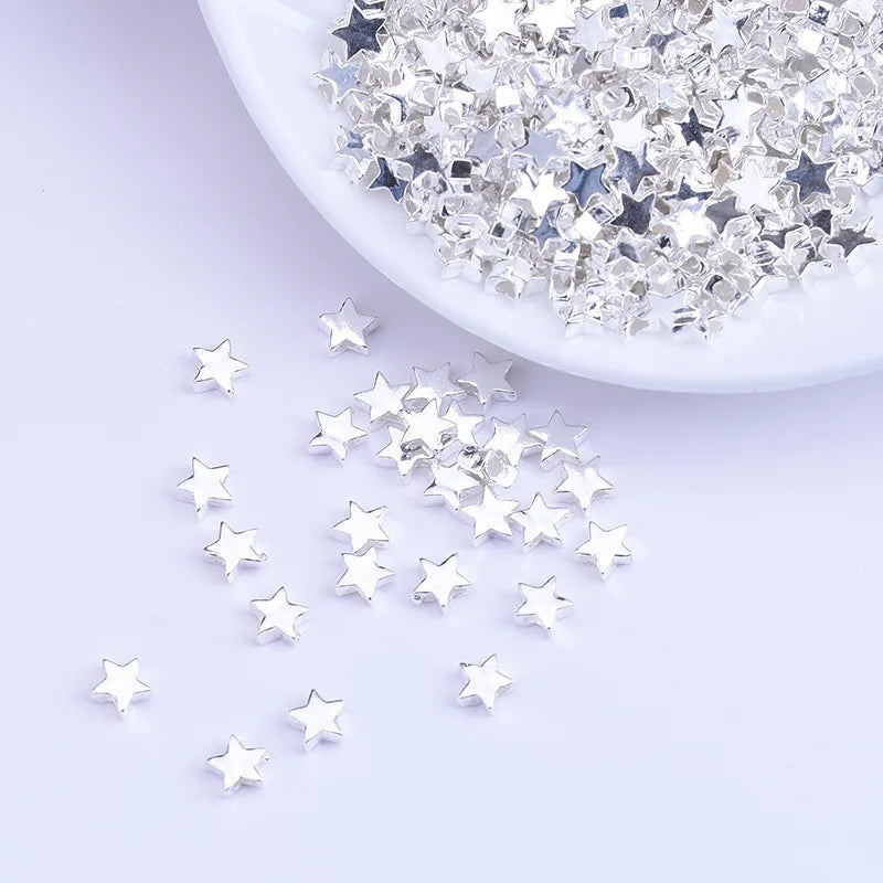 Tiny 4.3mm Soild 925 Sterling Silver Star Beads for Handmade Bracelets Necklace Making Jewelry Accessories