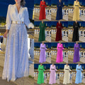 Y9903 High-Quality Wide Leg Jumpsuits Women V-Neck Long Sleeve Shirt High Waist Elegant Sequin Party Jumpsuit for Women