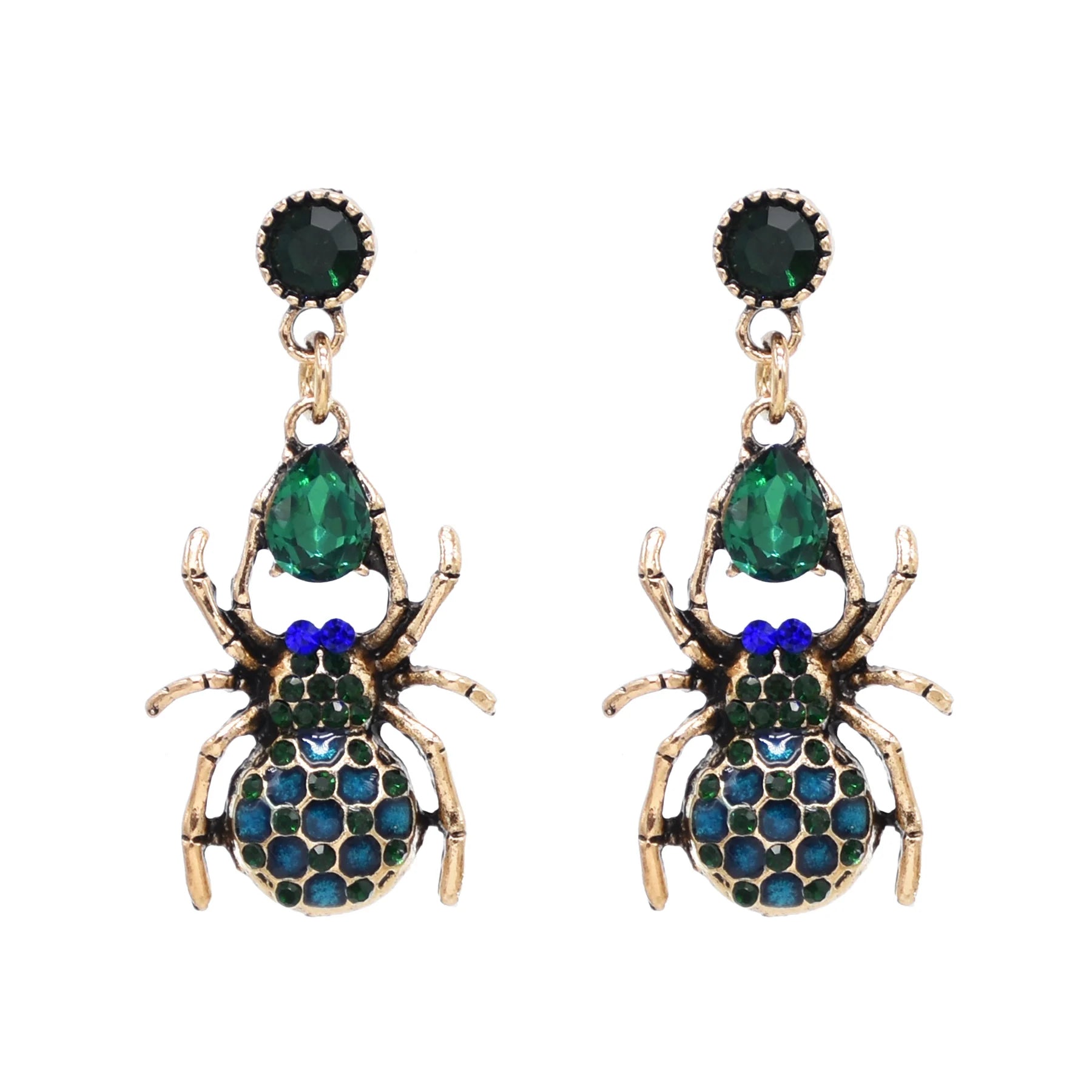 Fashion Punk Spider Pattern Women Dangle Earrings Full Crystal Animal Drop Earrings