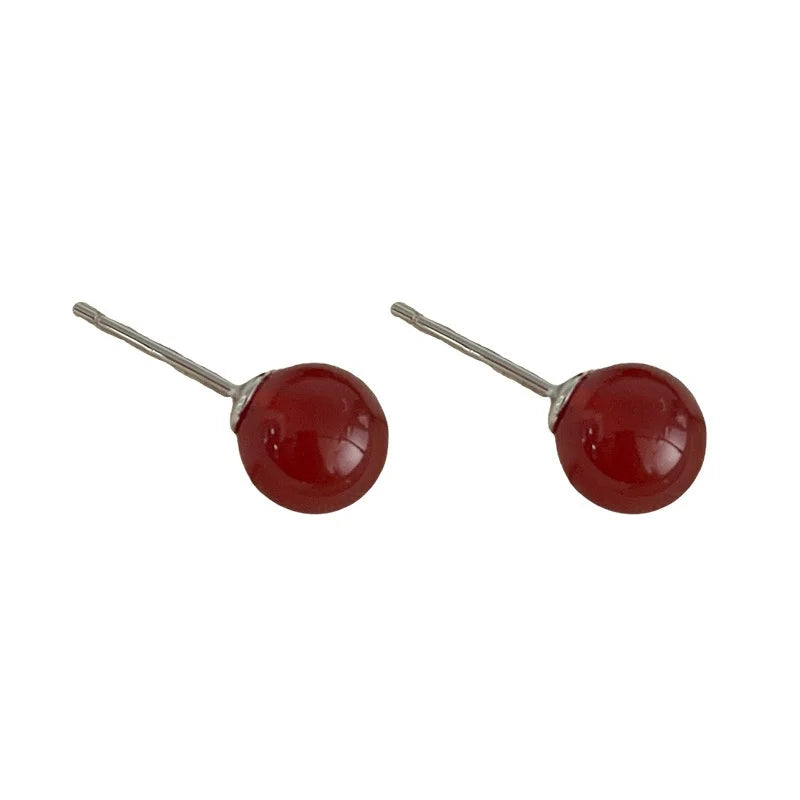 Red Agate Simple Fashion Festival Christmas Earrings Jewelry With Multi-Size