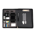 Custom Company Gift Multi-functional Charging Manager Clip Notebook Universal A4 Pu Leather File Folder Padfolio With Power Bank