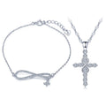 Cross Bracelets Necklaces 925 Sterling Silver Women Jewellery Sets MegaBDM