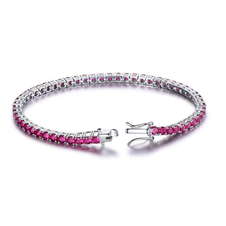 Rich Color Creation Ruby Bracelet Ladies 925 Sterling Silver Jewelry December Birthstone Romantic Wedding High Jewelry
