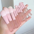 10pcs Jelly Pink Mini Complete Function Cosmetic Brushes Kit Easy-taken Travel Makeup Brush Set MegaBDM