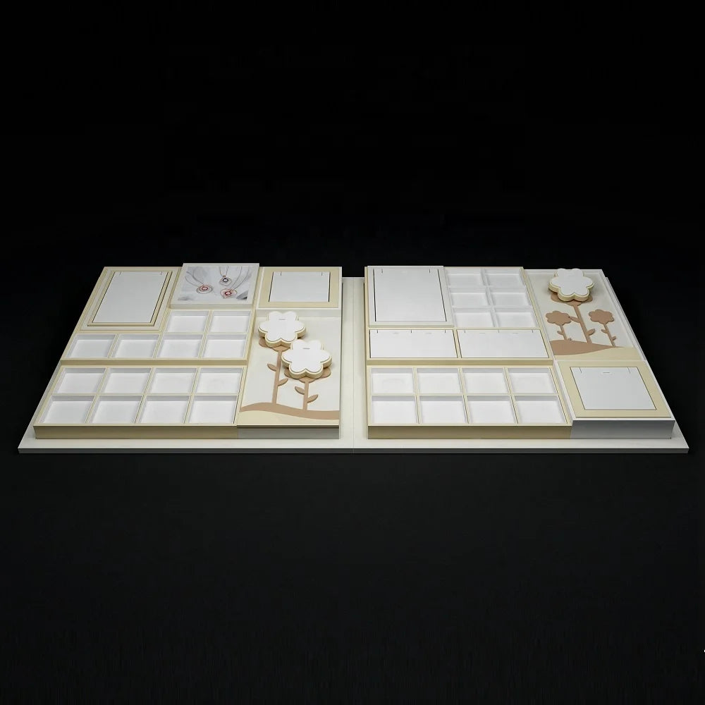 White Microfiber Jewelry Display Stand Window Jewelry Props Necklace Pendant Display Stand Set