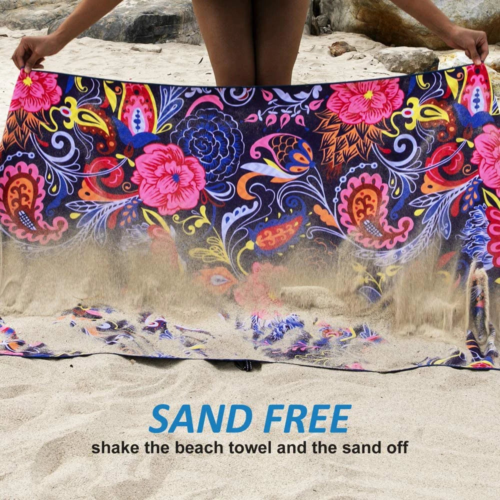Hot Selling Striped Knitted Sand-free Tropical Eco Friendly Quick-Dry Antimicrobial Beach Towel Made Microfiber Recycled Plastic