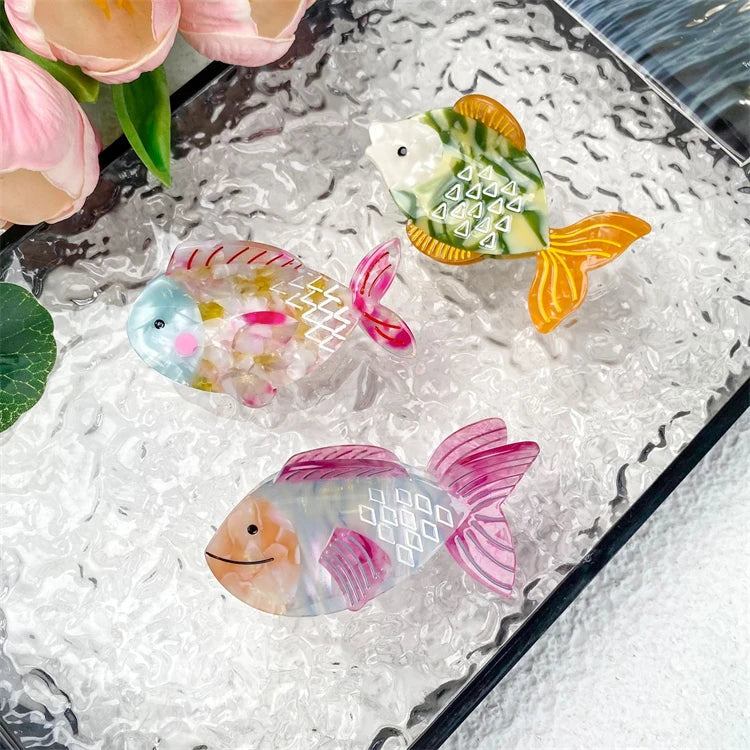 Women's Customizable 8.5cm Goldfish Hair Claw Clips New Design Acetate Hair Accessories Cute Claw for Wholesale