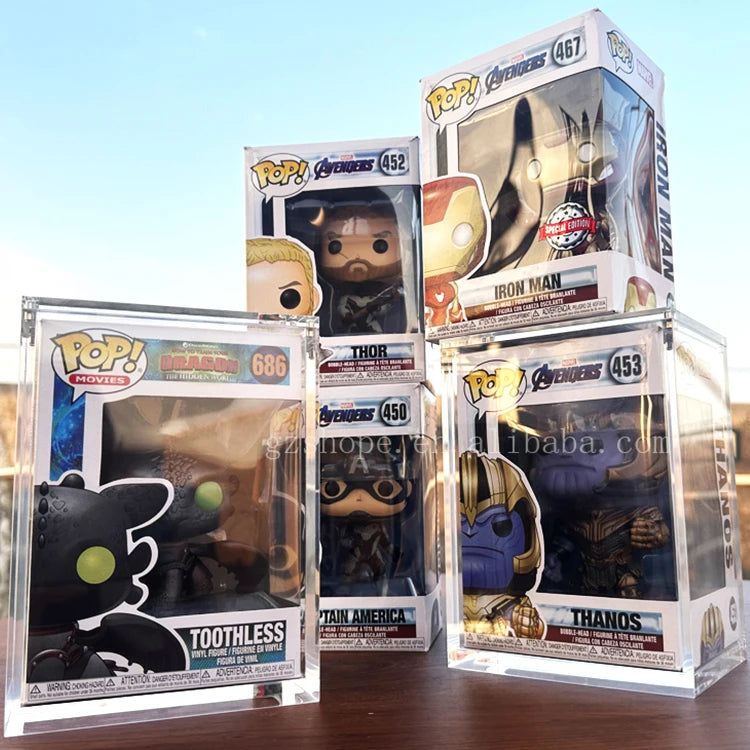 Wholesale Custom Acrylic Funko Pop Protectors Stack Toy Figures Marvel Magnetic Display Case Funko Pop Originales Hard Case