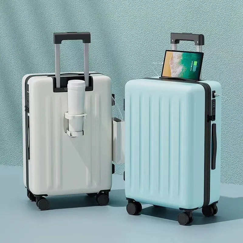 Gift custom Customizable Unisex ABS+PC Hard Shell Luggage with Cup Hook and USB Charging Interface Spinner Smart Suitcase