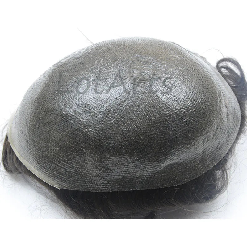 Wholesale Indian Remy Hair Full Skin Pu Toupee with Grey Hair Natural Hairline V Loop Thin Skin Straight 130% Density
