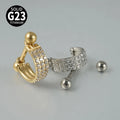 SHUIMEI ASTM F136 Titanium Gold Plated Classic Women's Ear Barbell Three Layer Brilliant Cut Micro Zircon Hoop Daith Earring